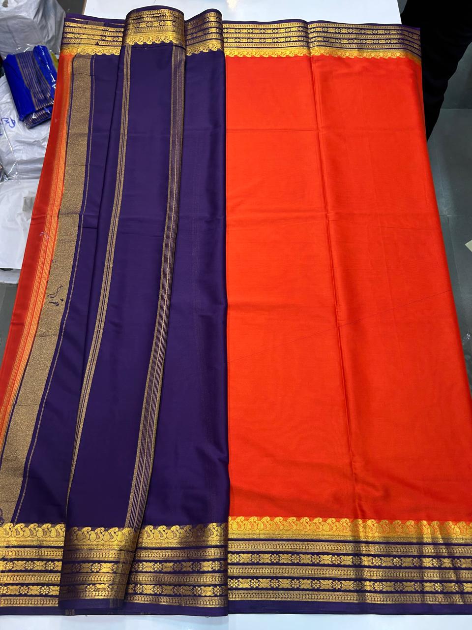 Mysore Crepe Mango Border Saree (2541)