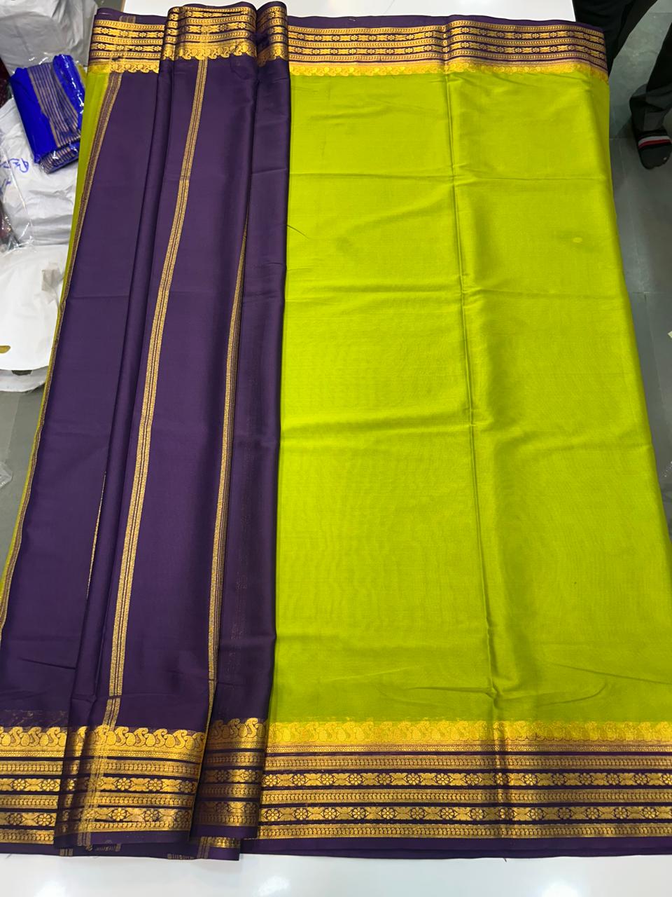 Mysore Crepe Mango Border Saree (2541)