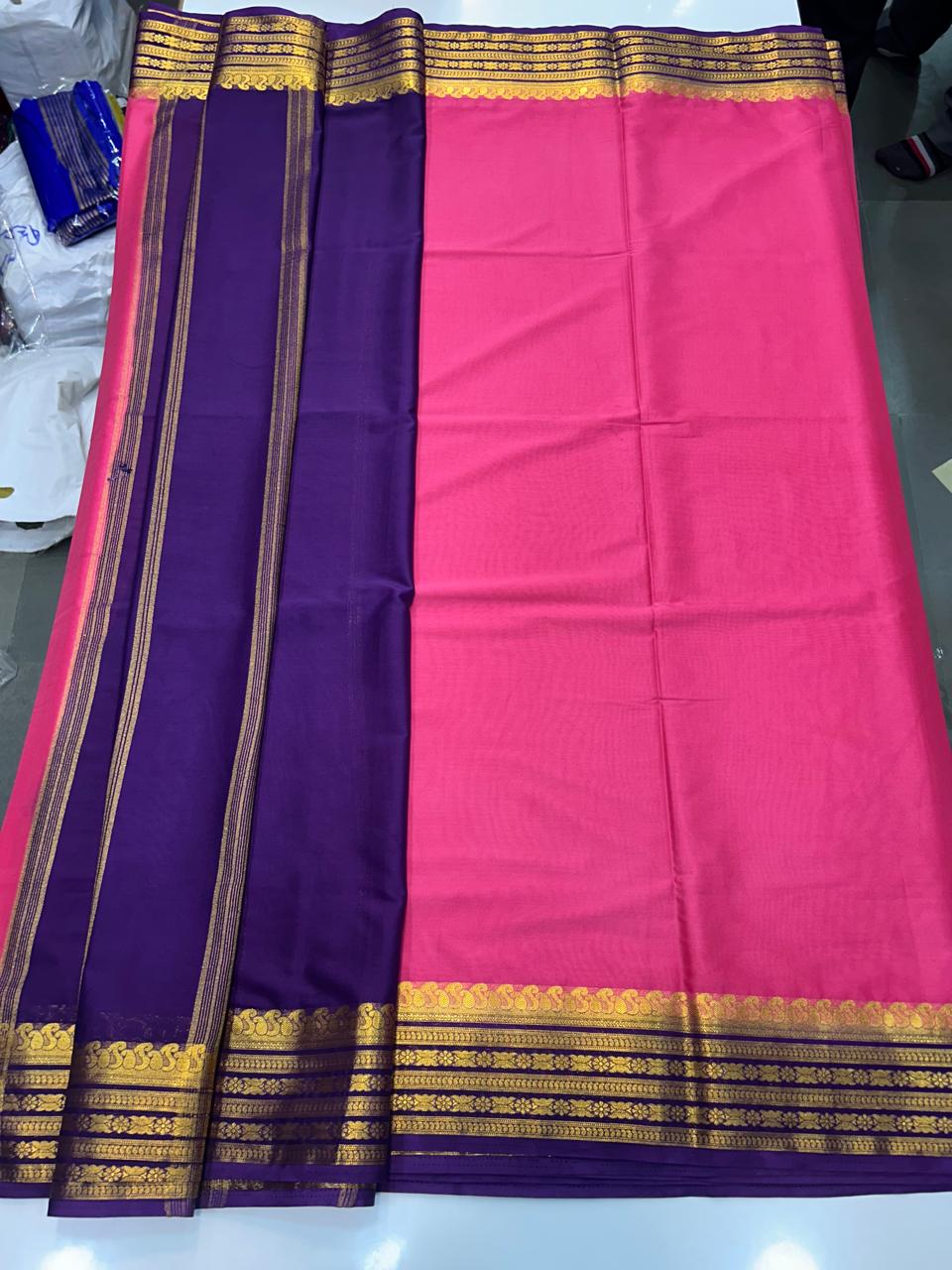 Mysore Crepe Mango Border Saree (2541)