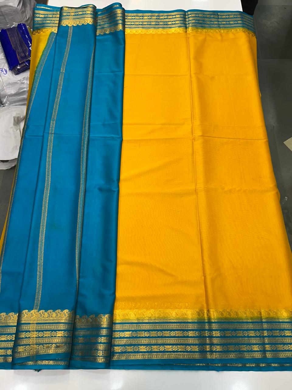 Mysore Crepe Mango Border Saree (2541)