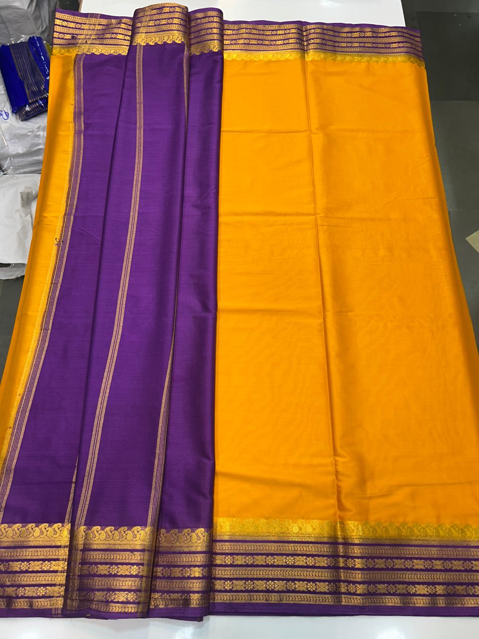 Mysore Crepe Mango Border Saree (2541)
