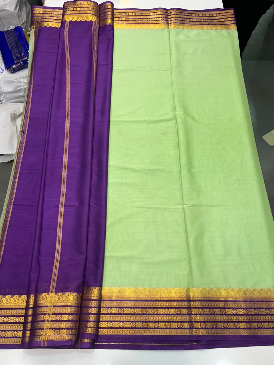 Mysore Crepe Mango Border Saree (2541)