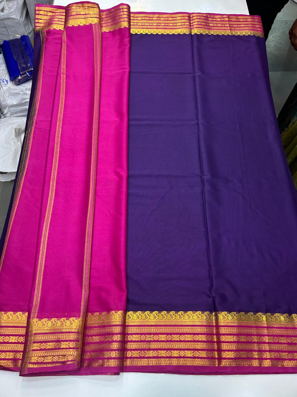 Mysore Crepe Mango Border Saree (2541)