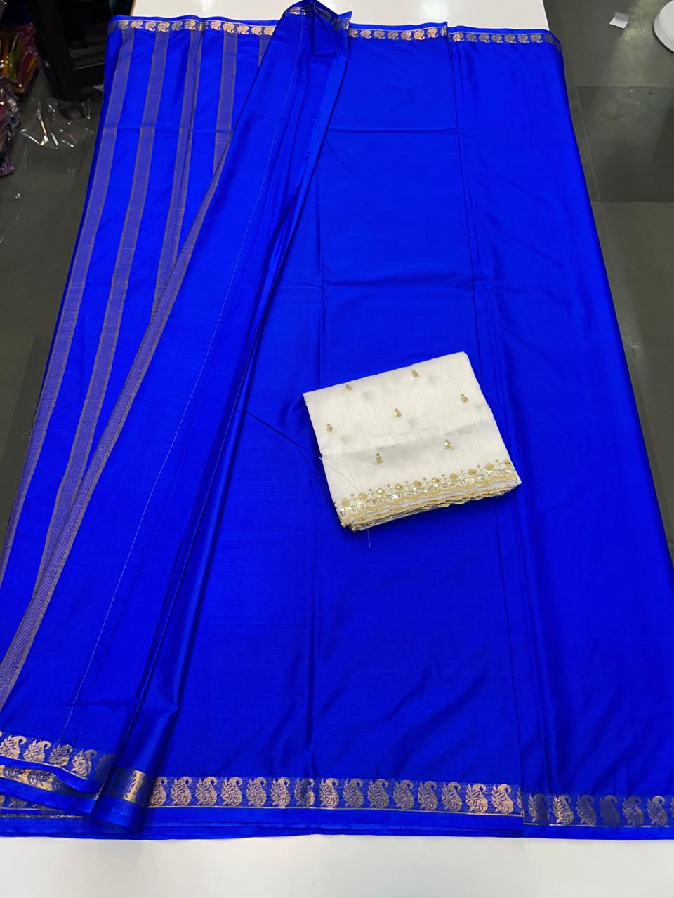 Mysore Crepe Self Small Border Saree (2539A)