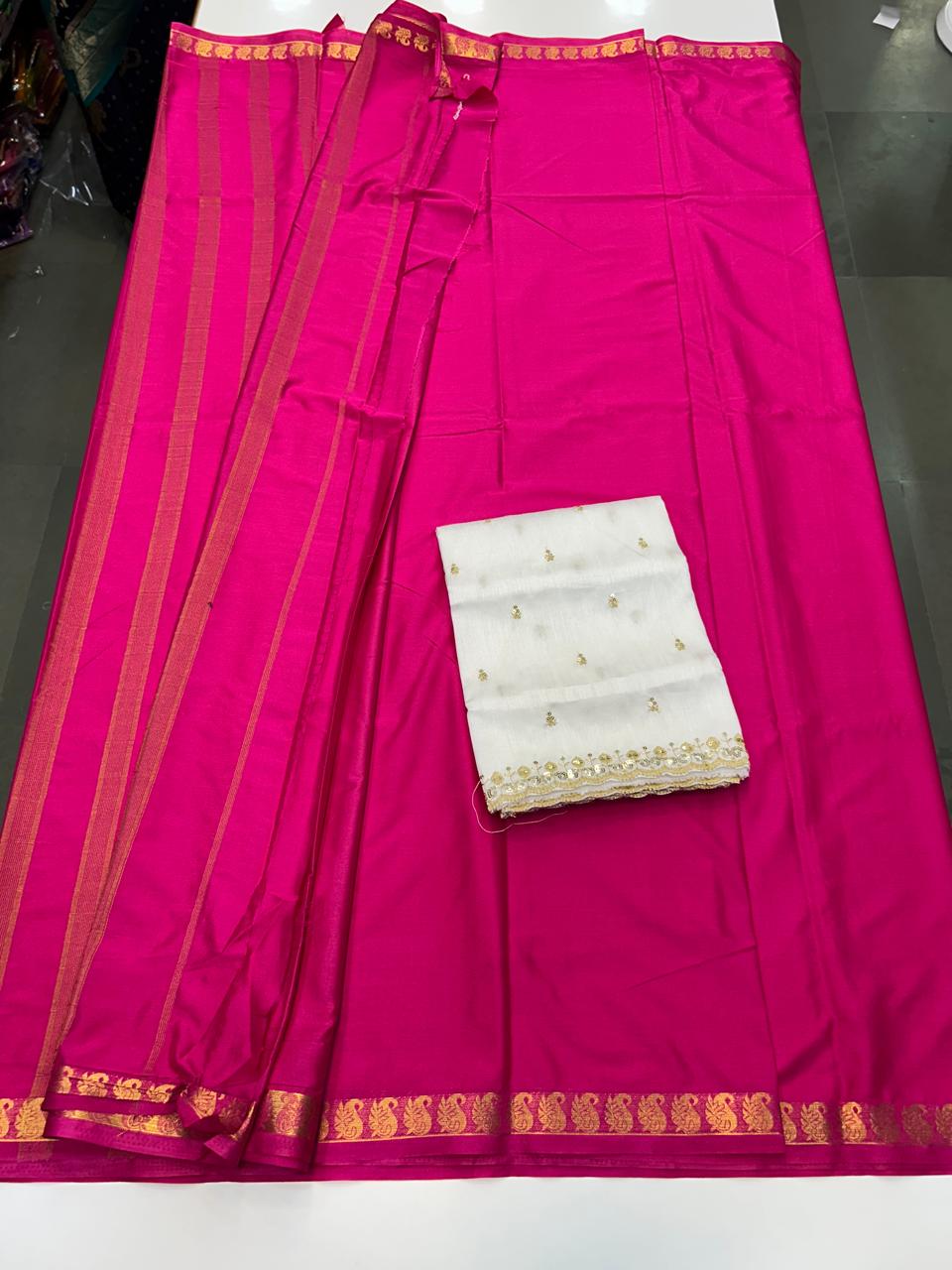 Mysore Crepe Self Small Border Saree (2539A)