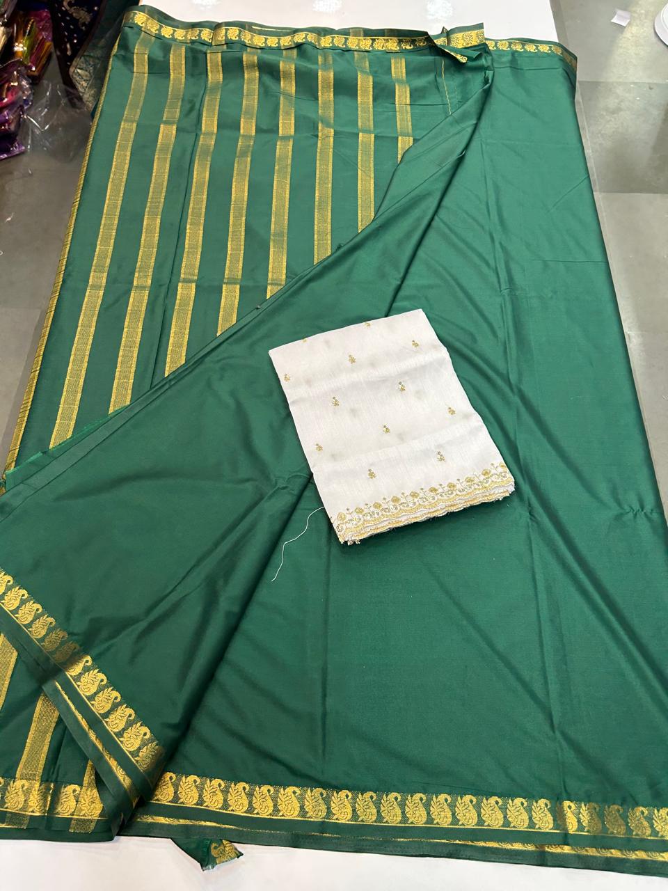 Mysore Crepe Self Small Border Saree (2539A)