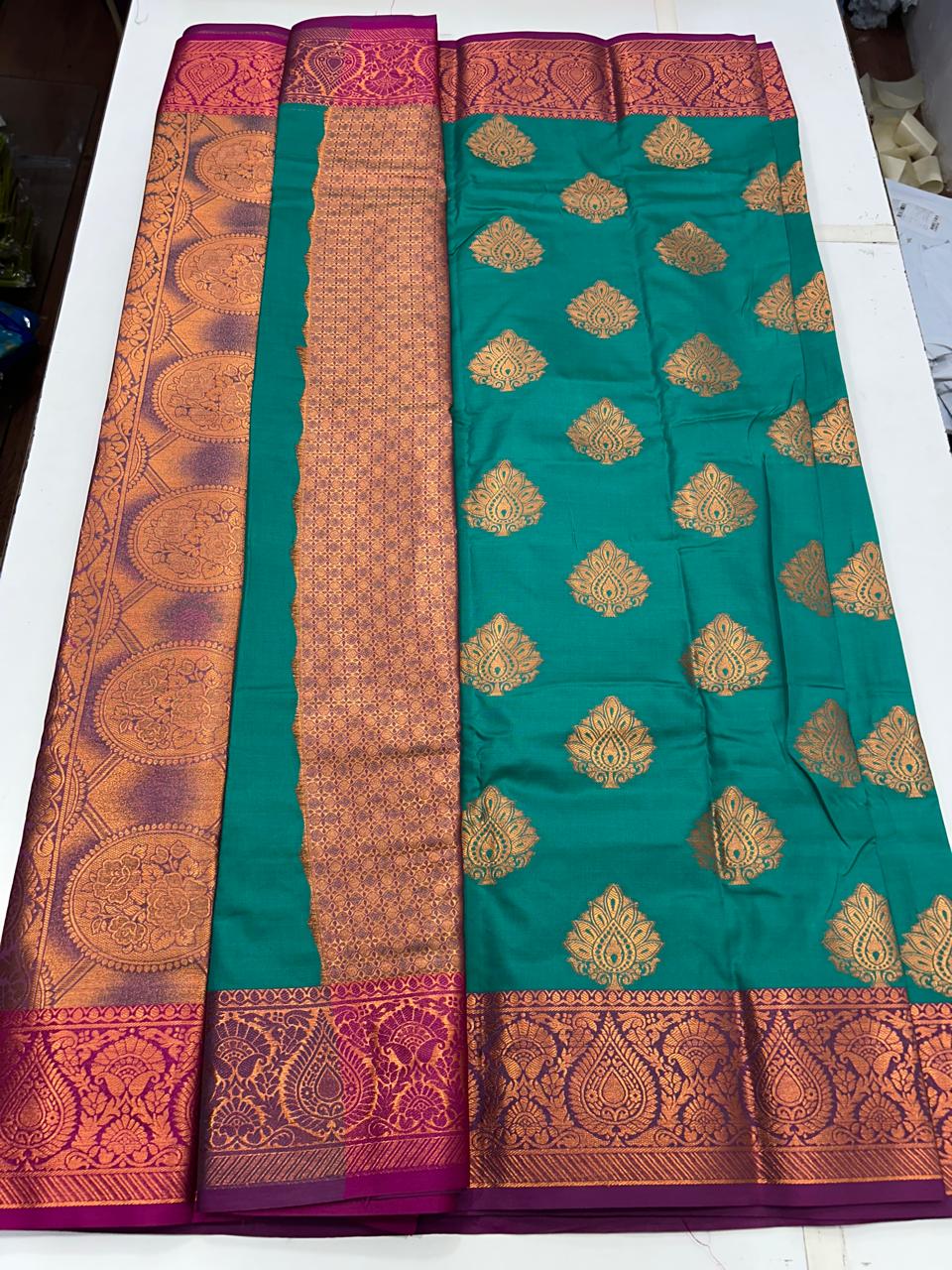 Soft Silk Leaf Butta Saree (2609)