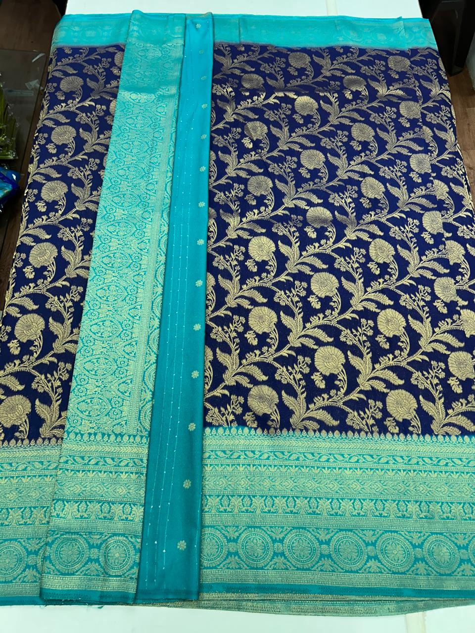Georgette Flower Butta Saree (2613A)