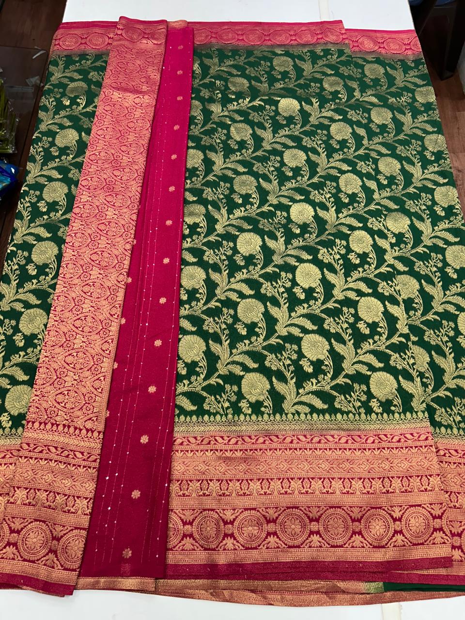 Georgette Flower Butta Saree (2613A)