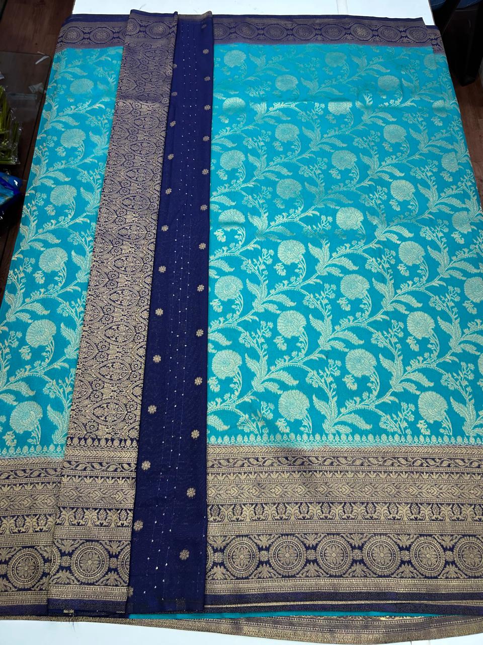 Georgette Flower Butta Saree (2613A)
