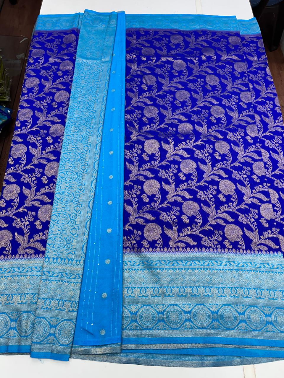 Georgette Flower Butta Saree (2613A)