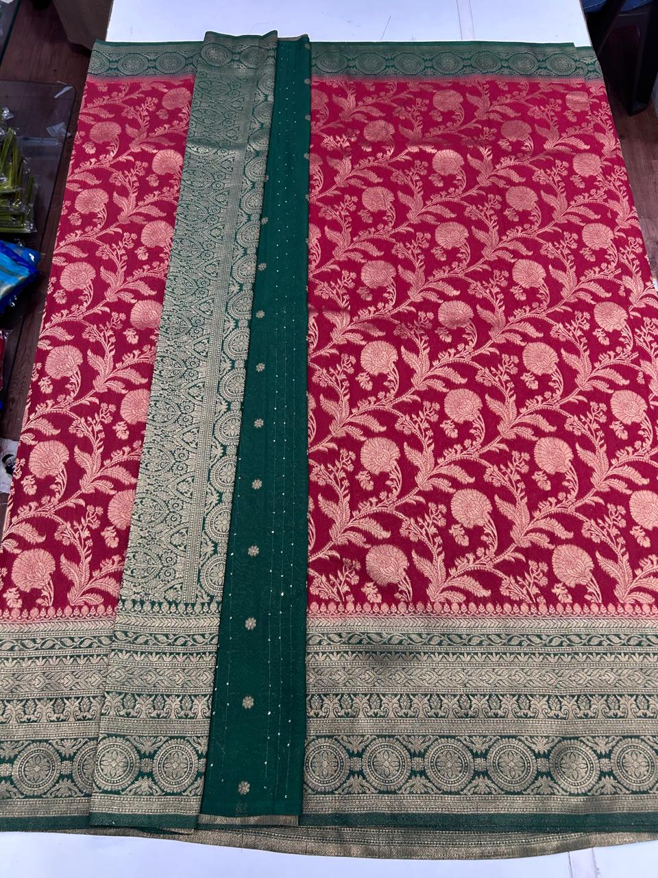 Georgette Flower Butta Saree (2613A)