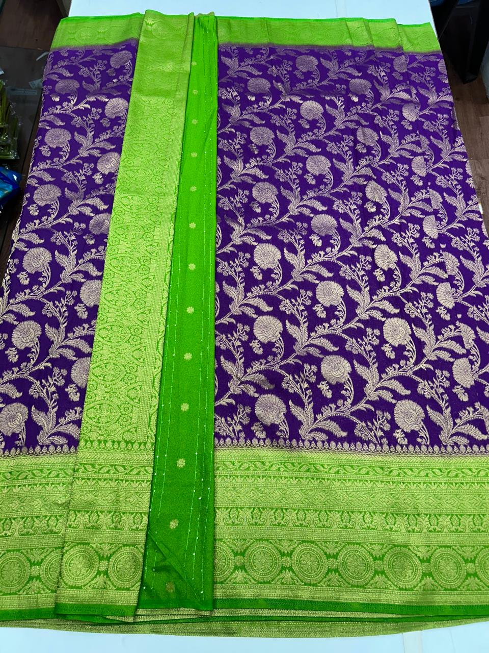 Georgette Flower Butta Saree (2613A)
