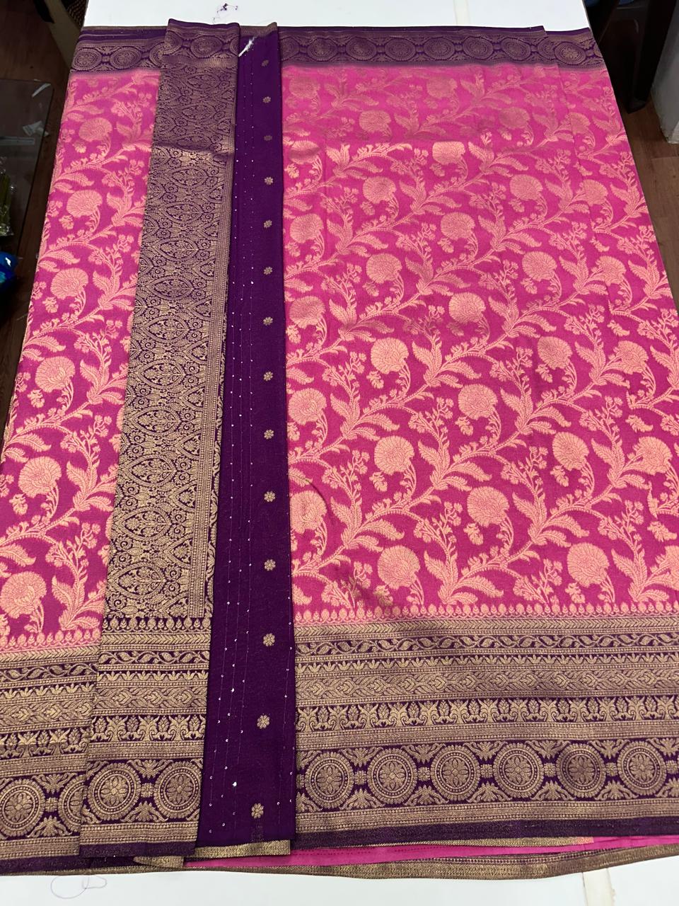Georgette Flower Butta Saree (2613A)
