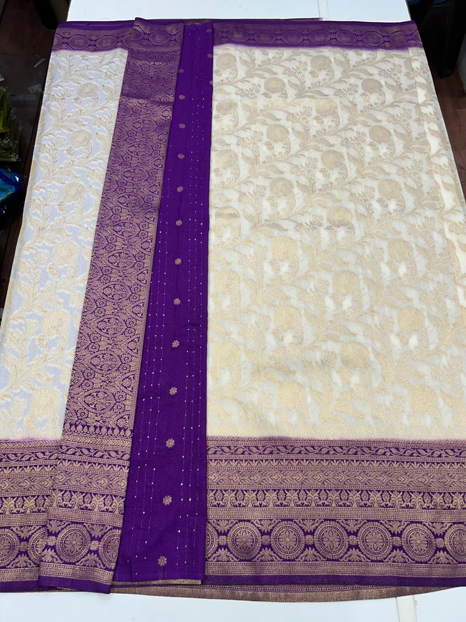 Georgette Flower Butta Saree (2613A)