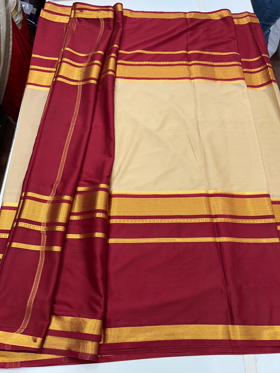 Mysore Crepe Saree Big 4line Border (2635A)