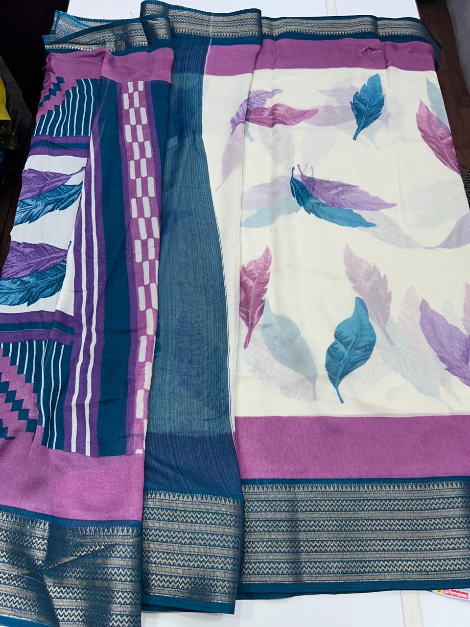 Georgette 3D Digital Print Saree (2580)