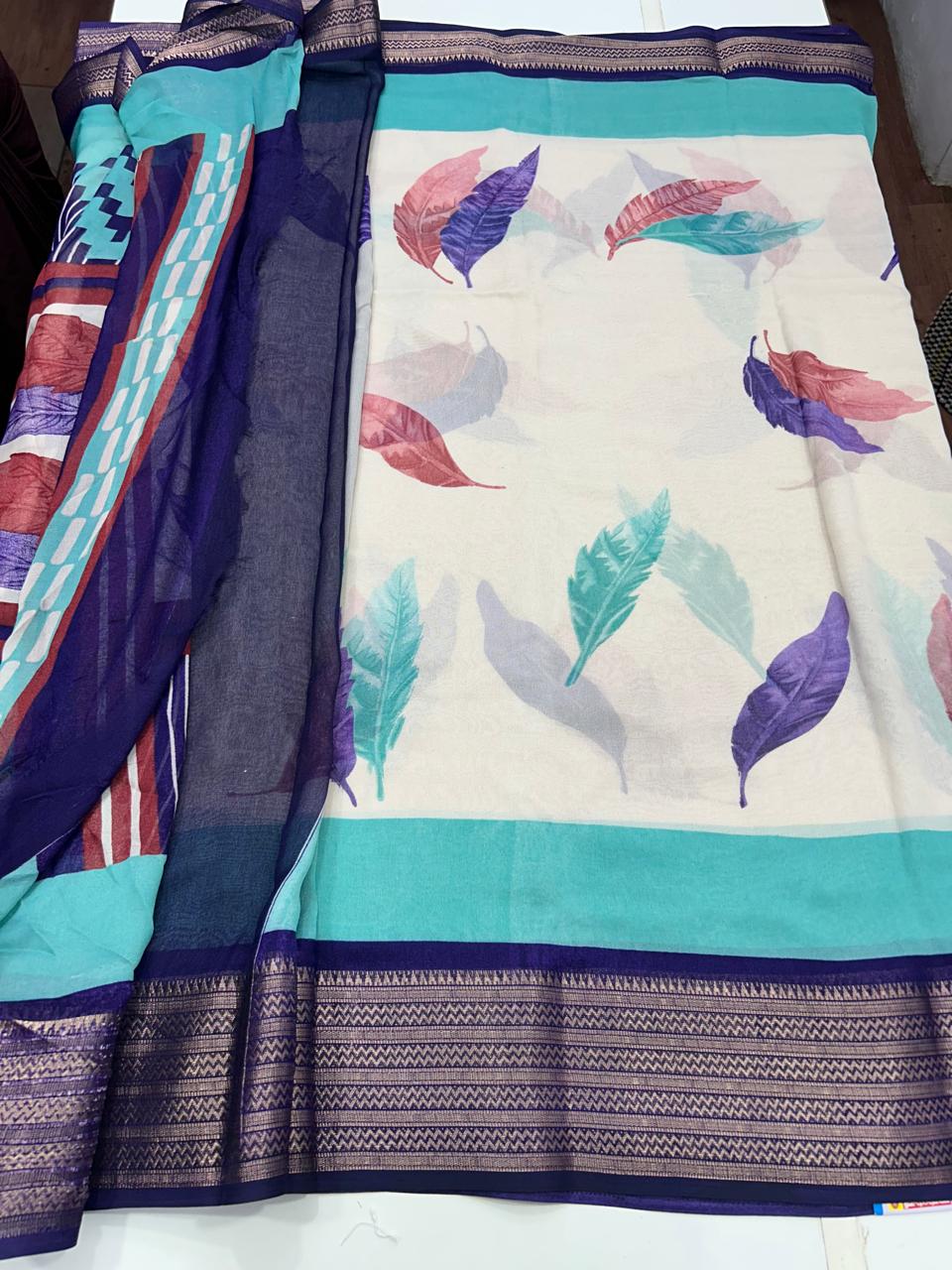 Georgette 3D Digital Print Saree (2580)