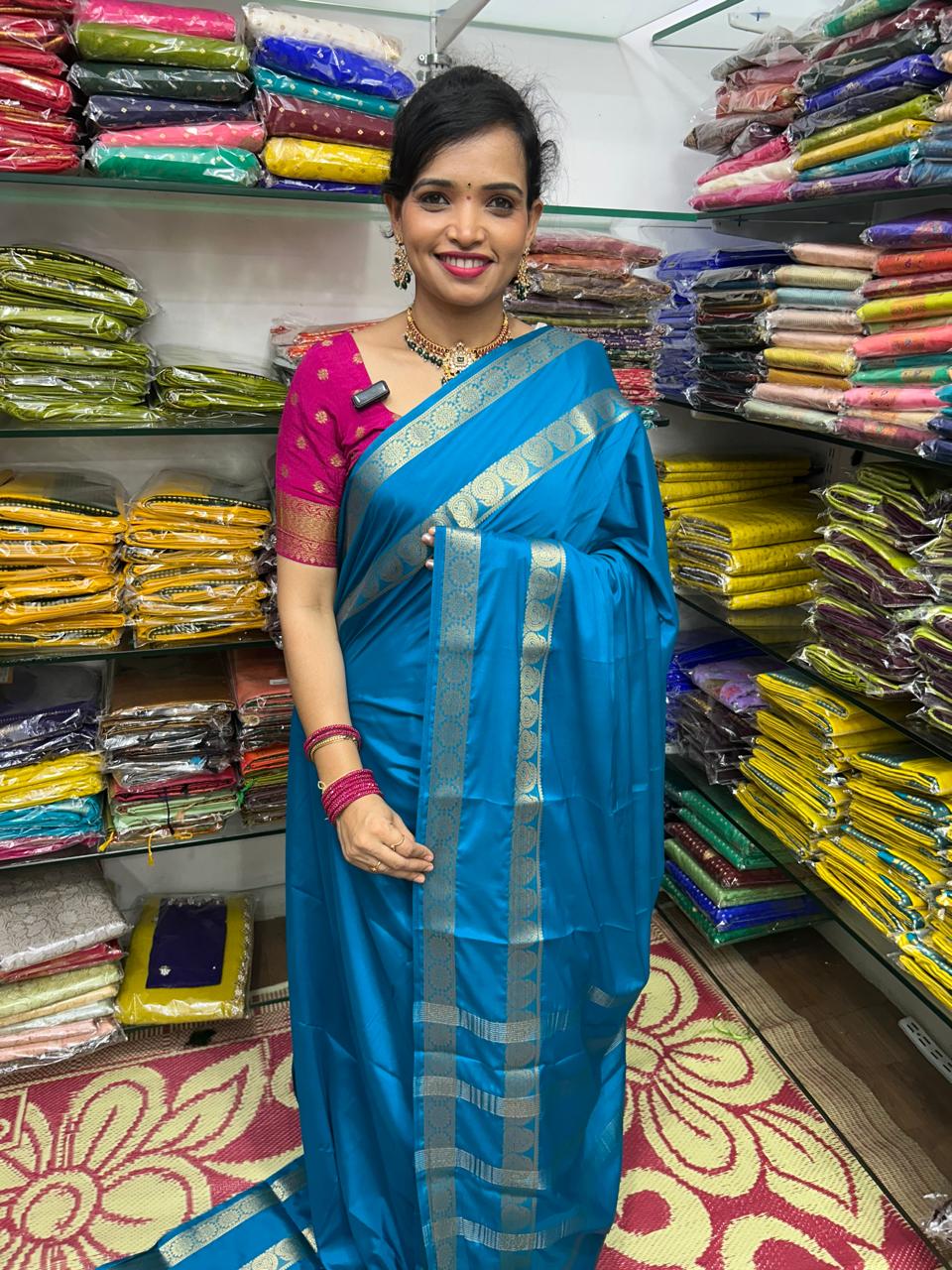 Mysore Crepe Mango Border Saree (2639)