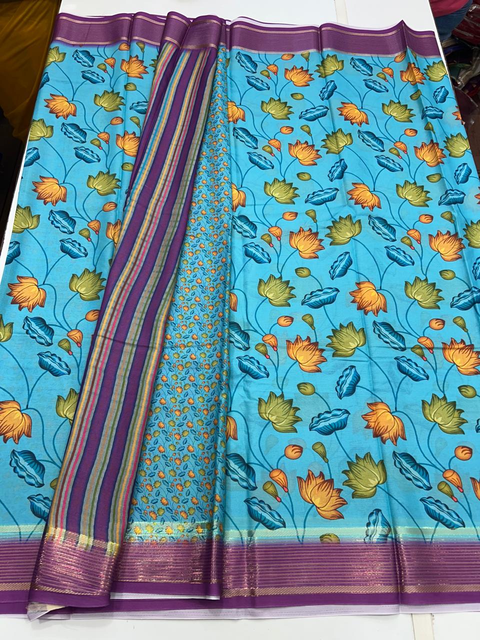 Chiffon Crepe Digital Print Saree (2633B)