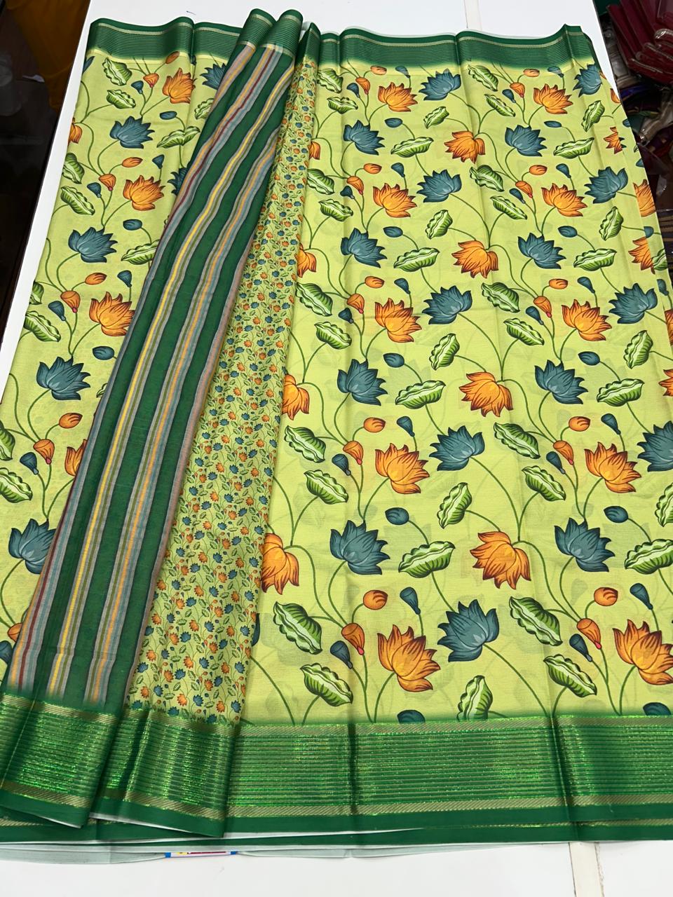 Chiffon Crepe Digital Print Saree (2633B)