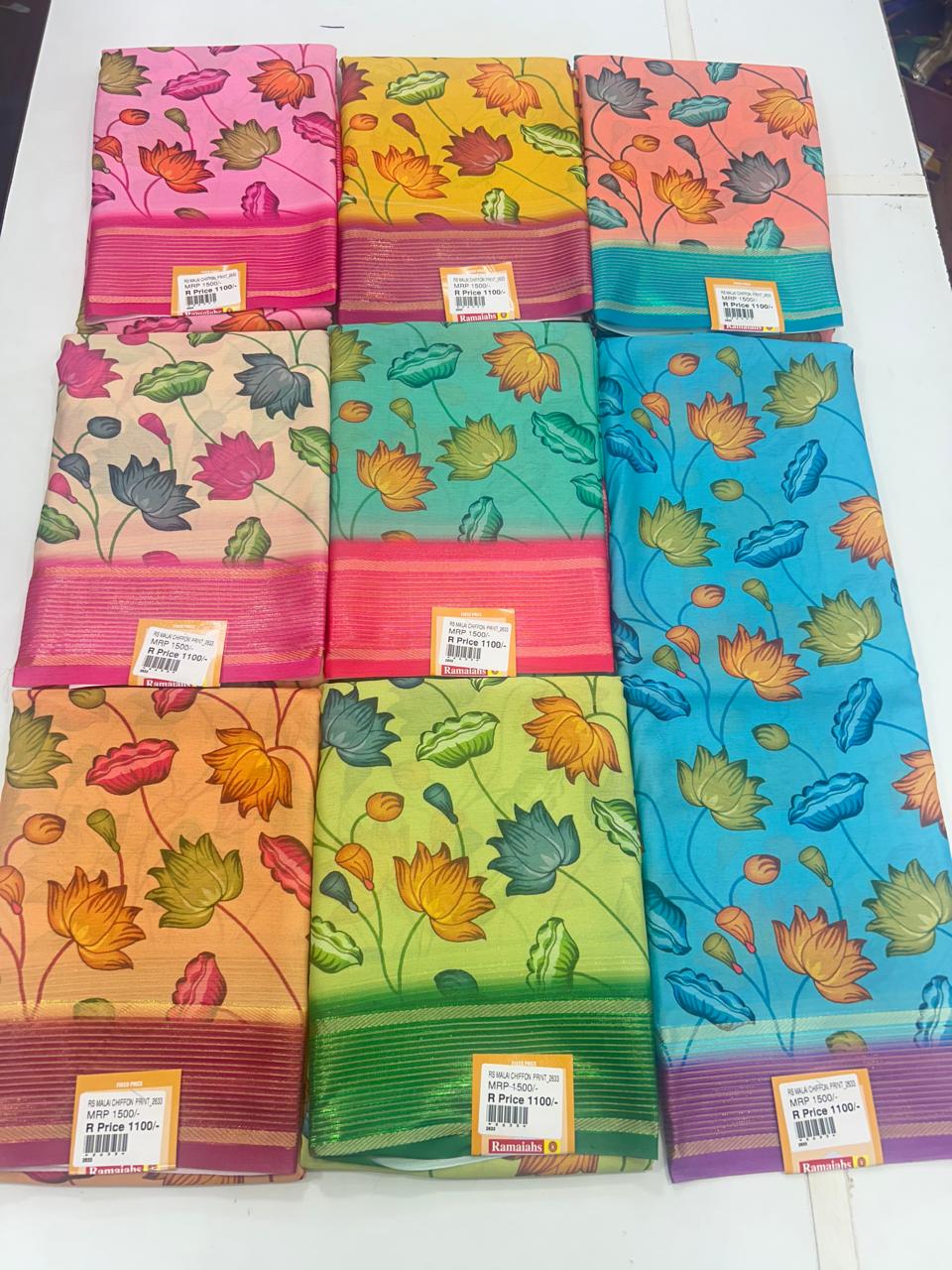 Chiffon Crepe Digital Print Saree (2633B)