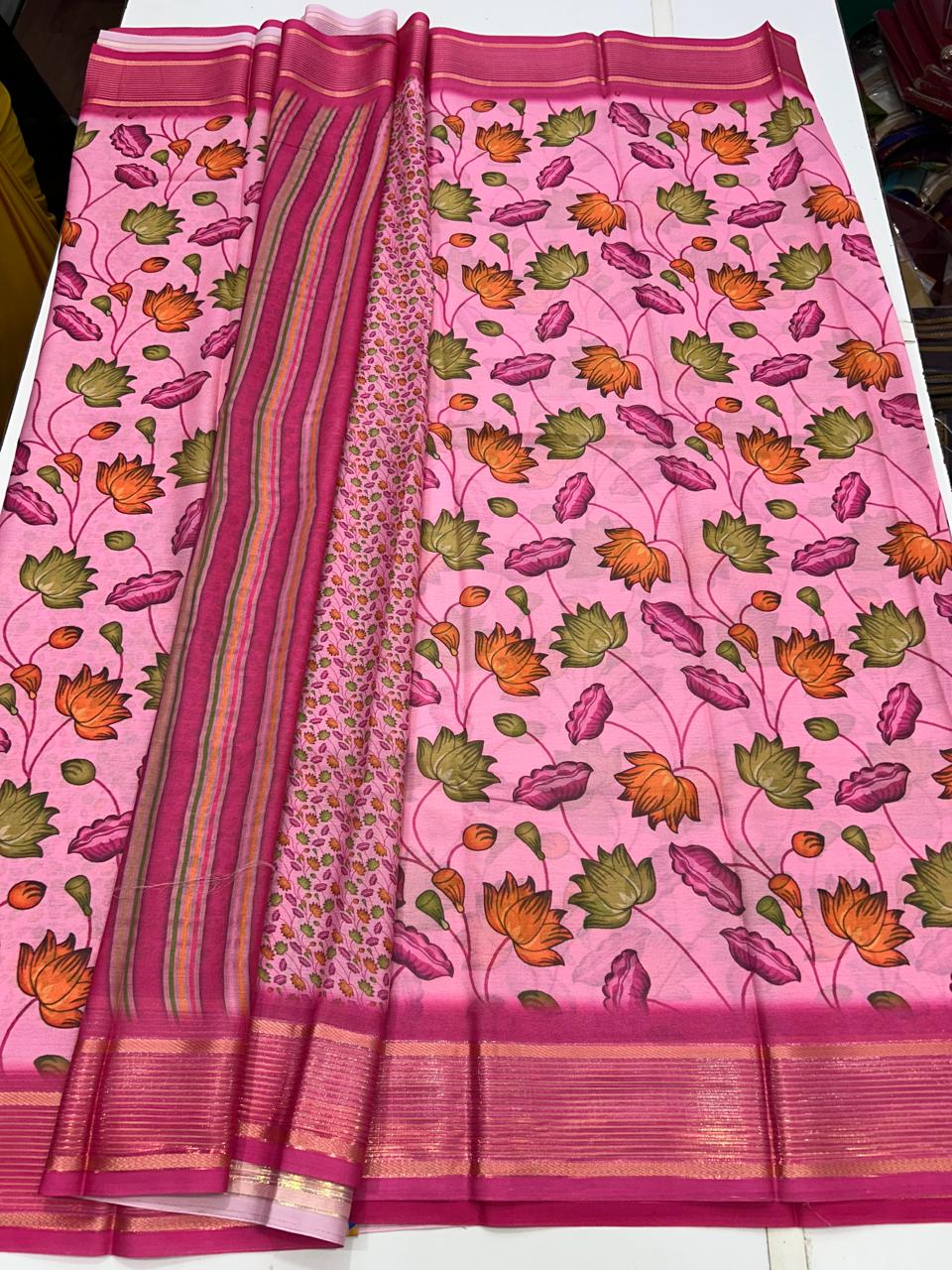 Chiffon Crepe Digital Print Saree (2633B)