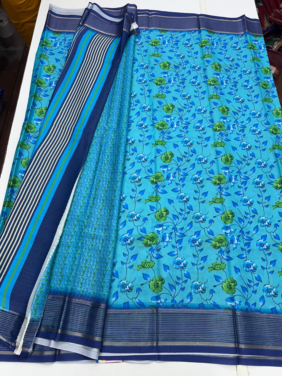 Chiffon Crepe Digital Print Saree (2633A)