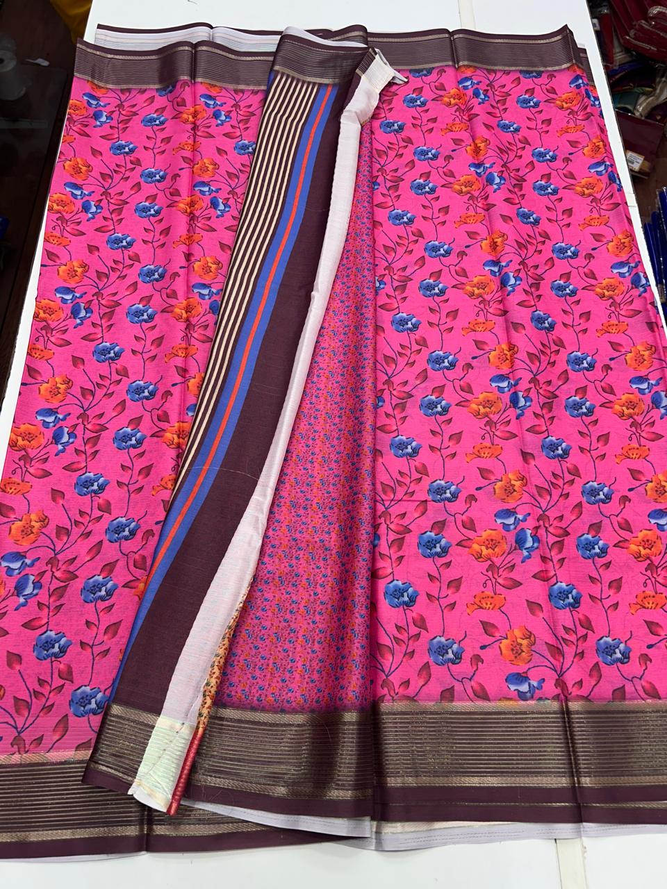 Chiffon Crepe Digital Print Saree (2633A)