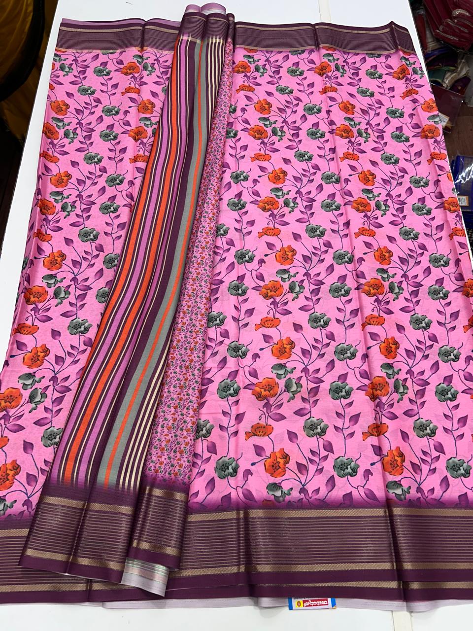 Chiffon Crepe Digital Print Saree (2633A)