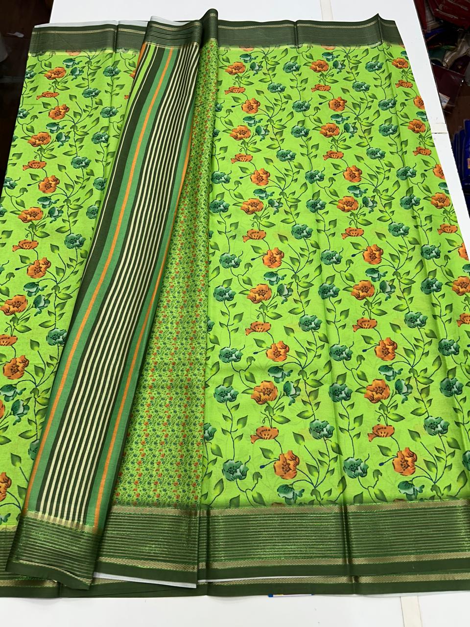 Chiffon Crepe Digital Print Saree (2633A)