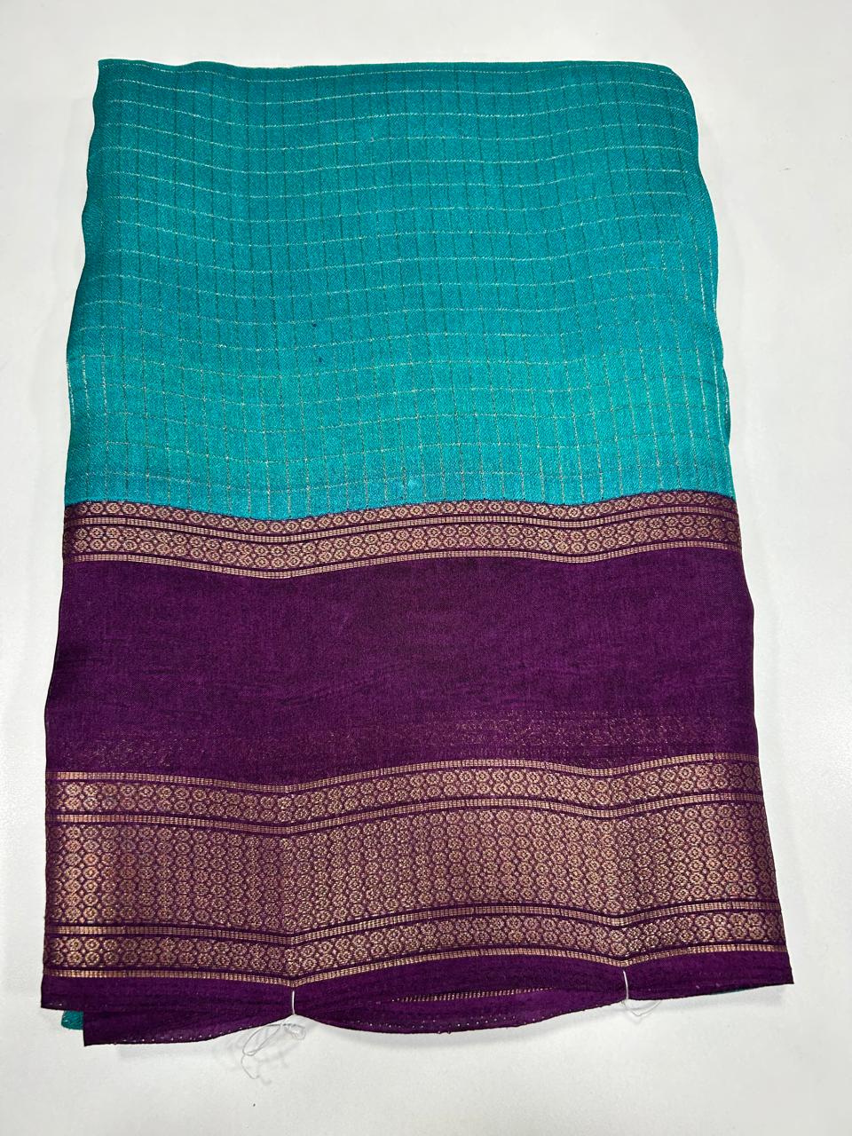 Fancy Georgette Jari Checks Saree (2651)