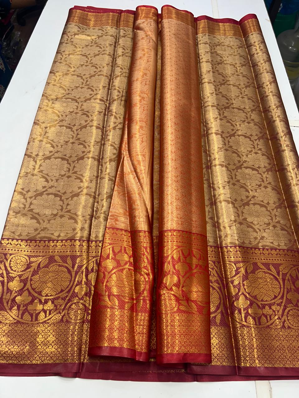 Semi Silk Tissue Jari Brocket Saree (2708B)