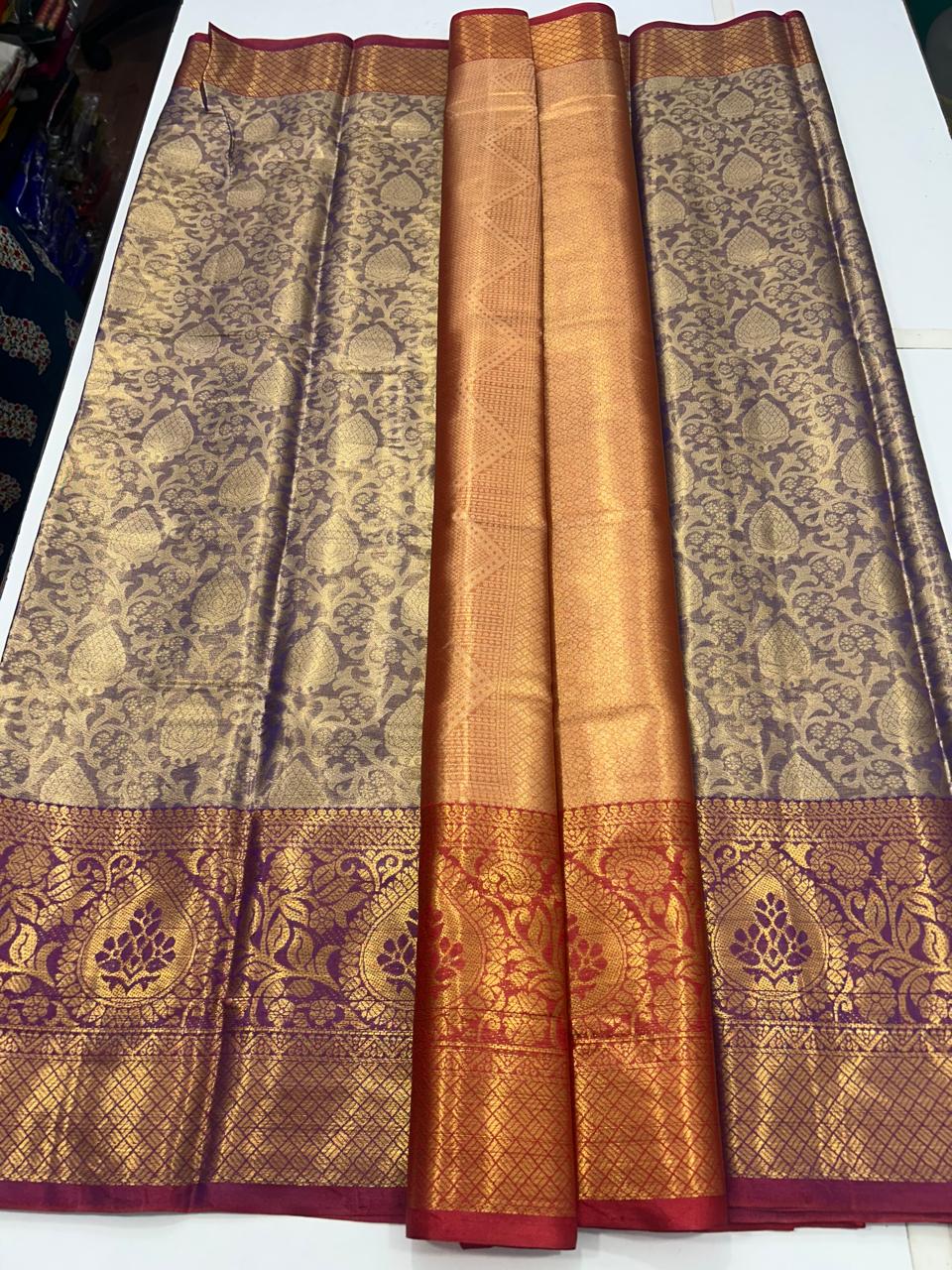 Semi Silk Tissue Jari Brocket Saree (2708C)