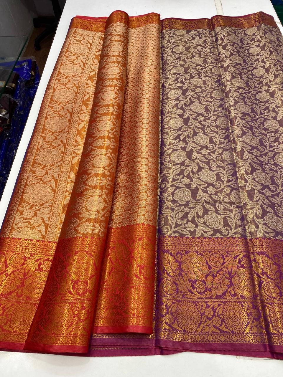 Semi Silk Tissue Jari Brocket Saree(2720B)