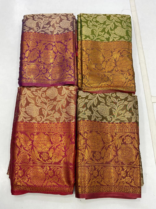 Semi Silk Tissue Jari Brocket Saree(2720B)