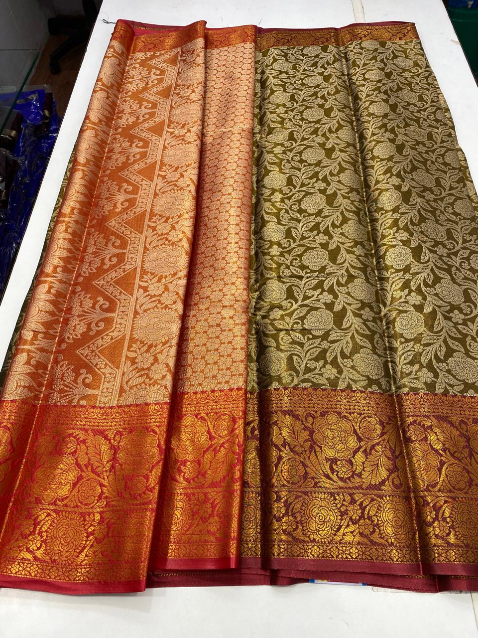 Semi Silk Tissue Jari Brocket Saree(2720B)