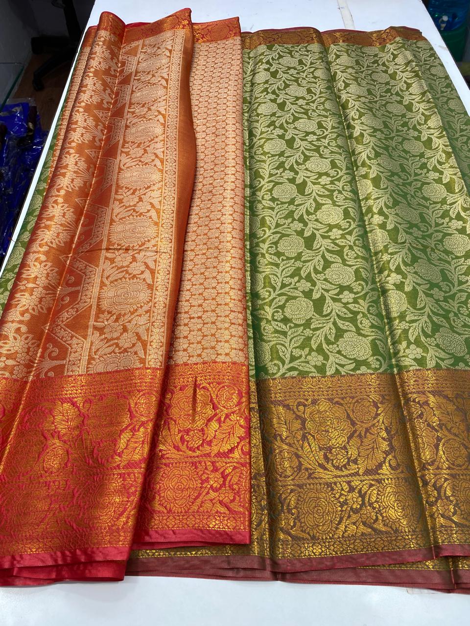 Semi Silk Tissue Jari Brocket Saree(2720B)