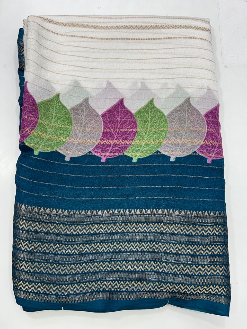 Fancy Georgette Off-White Saree (2740)