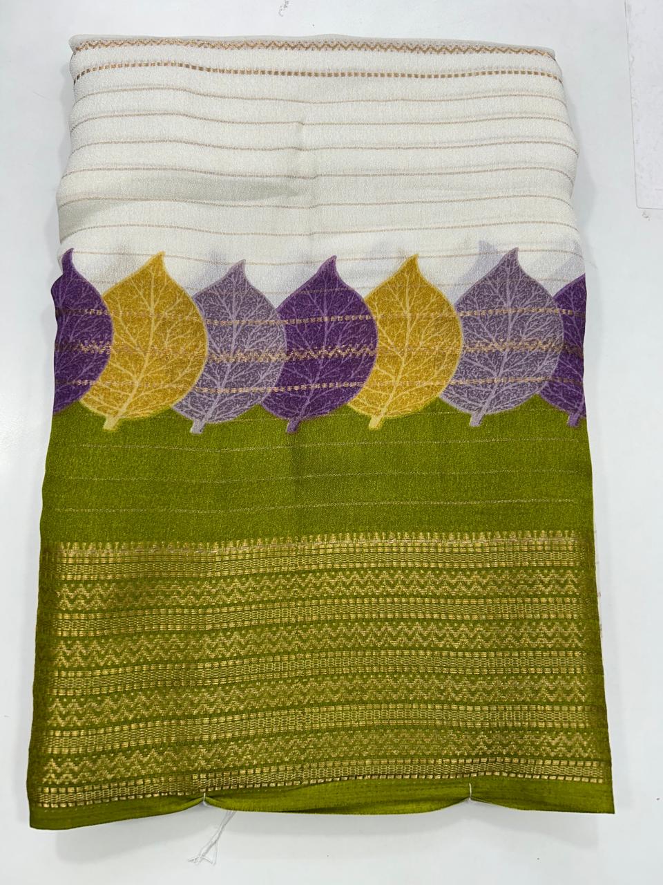 Fancy Georgette Off-White Saree (2740)