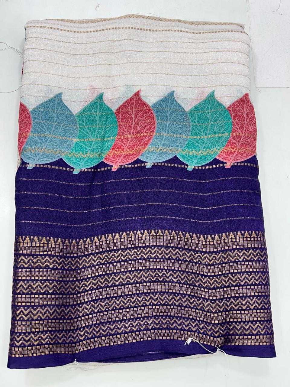 Fancy Georgette Off-White Saree (2740)