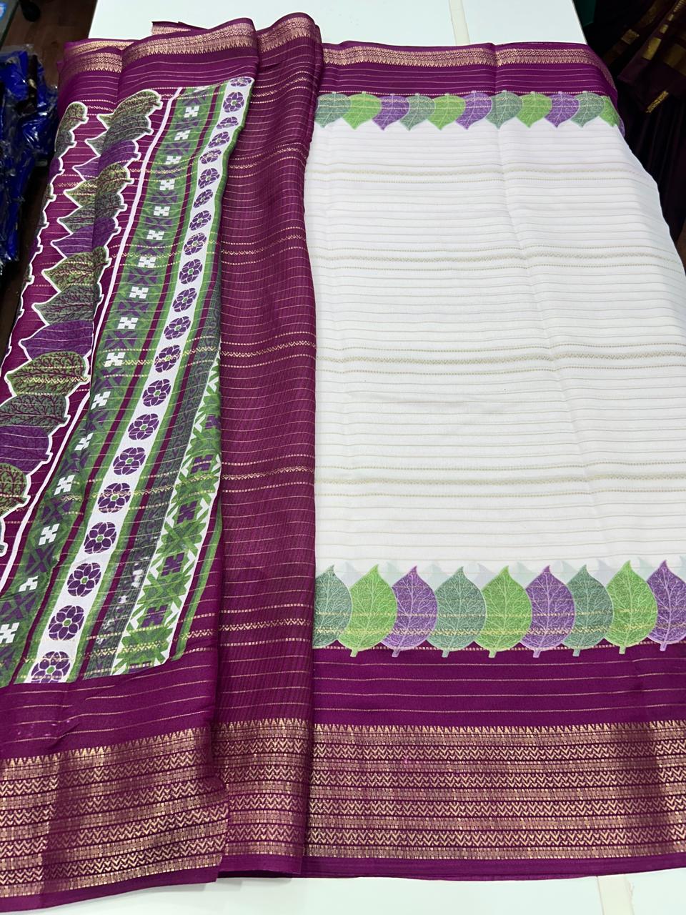 Fancy Georgette Off-White Saree (2740)