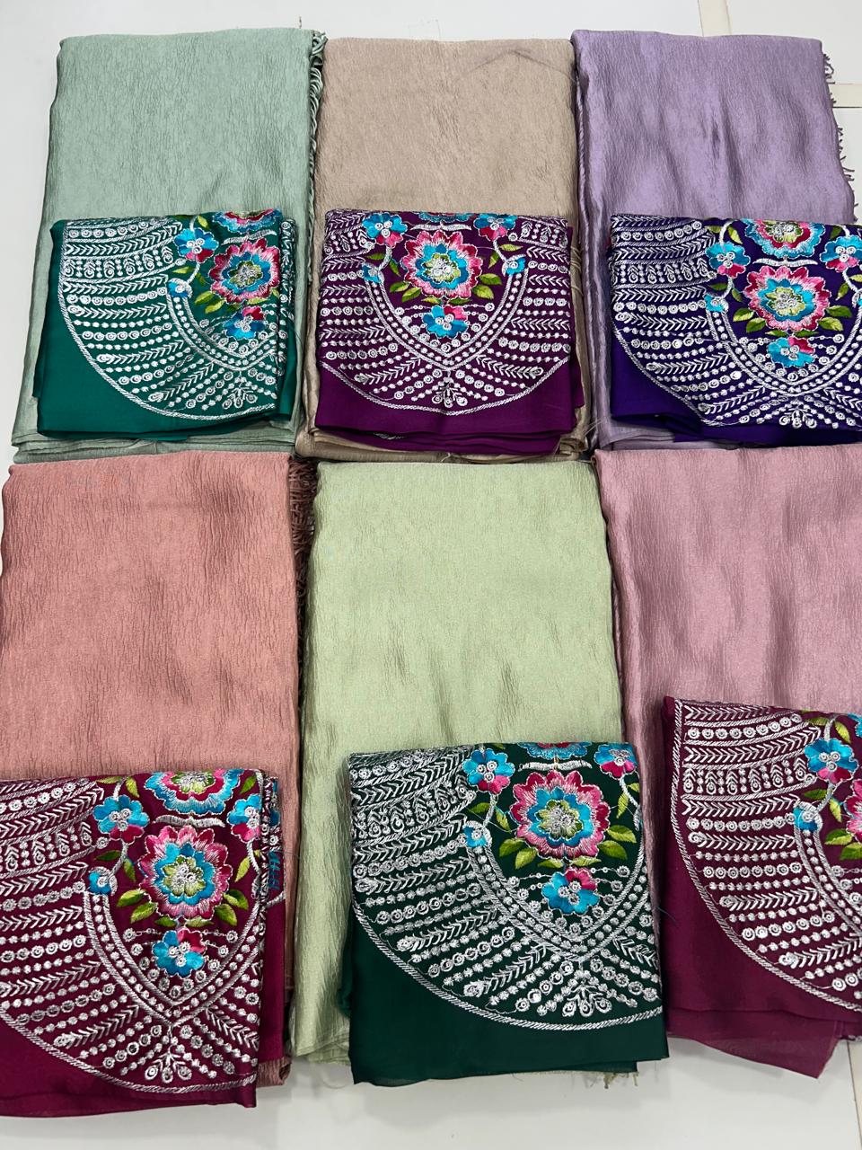 Fancy Crushed Satin Saree (2722)