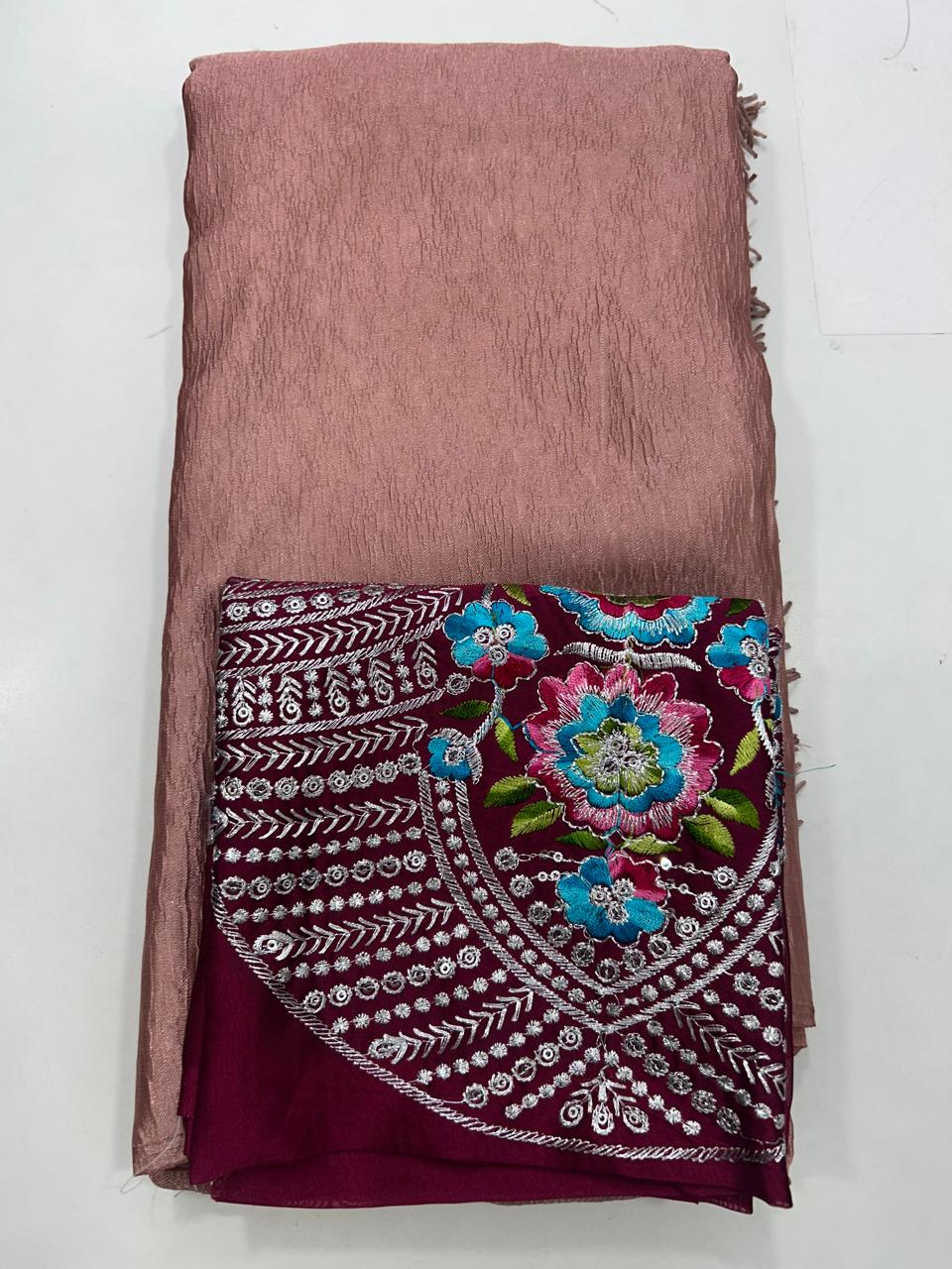 Fancy Crushed Satin Saree (2722)