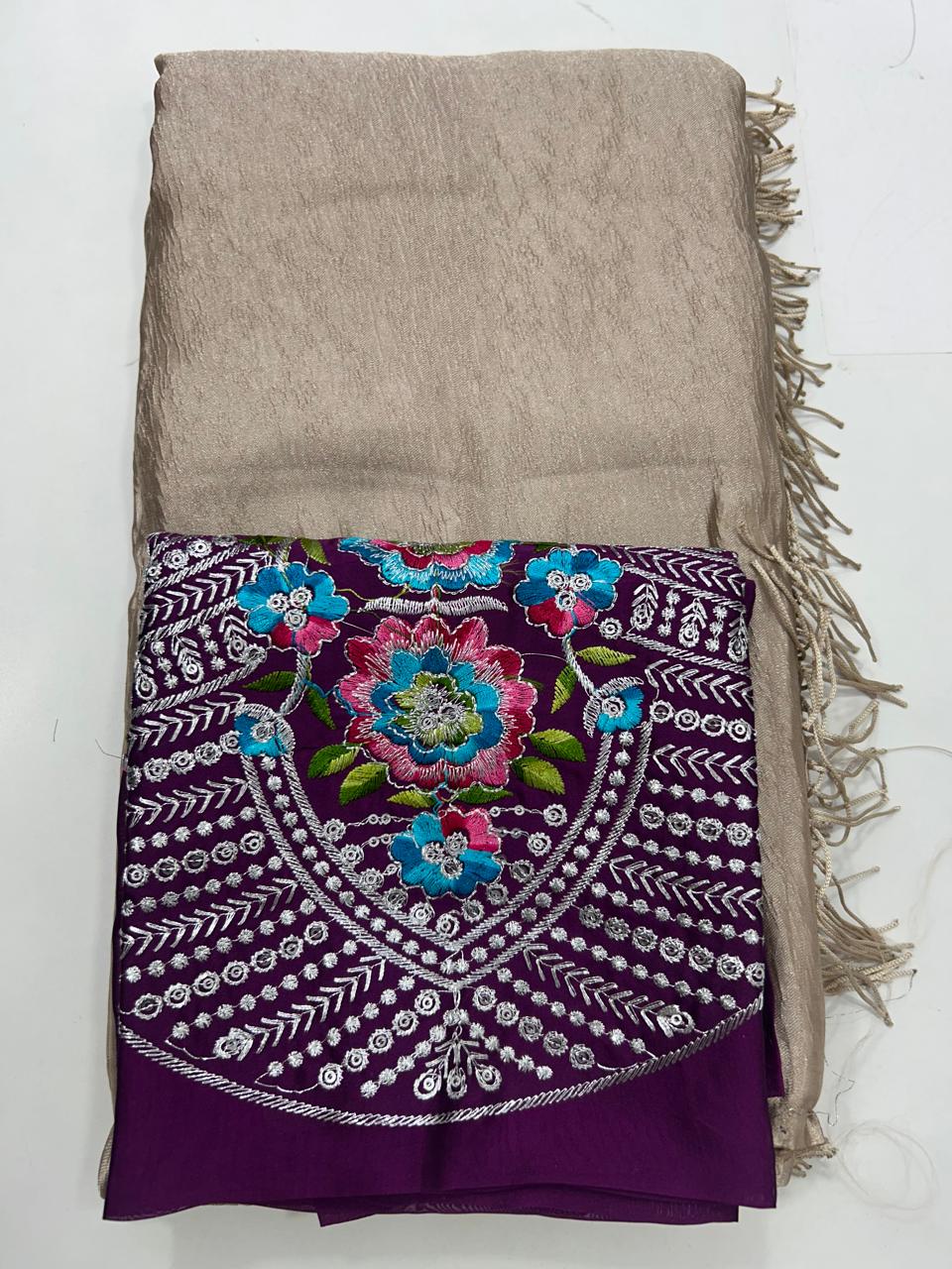 Fancy Crushed Satin Saree (2722)