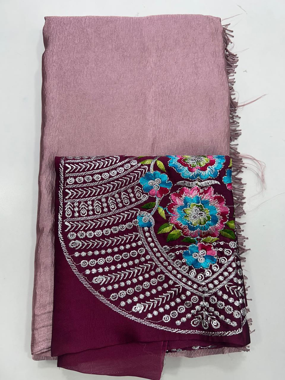 Fancy Crushed Satin Saree (2722)