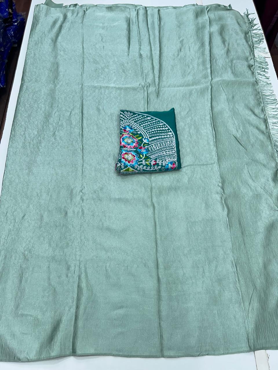 Fancy Crushed Satin Saree (2722)