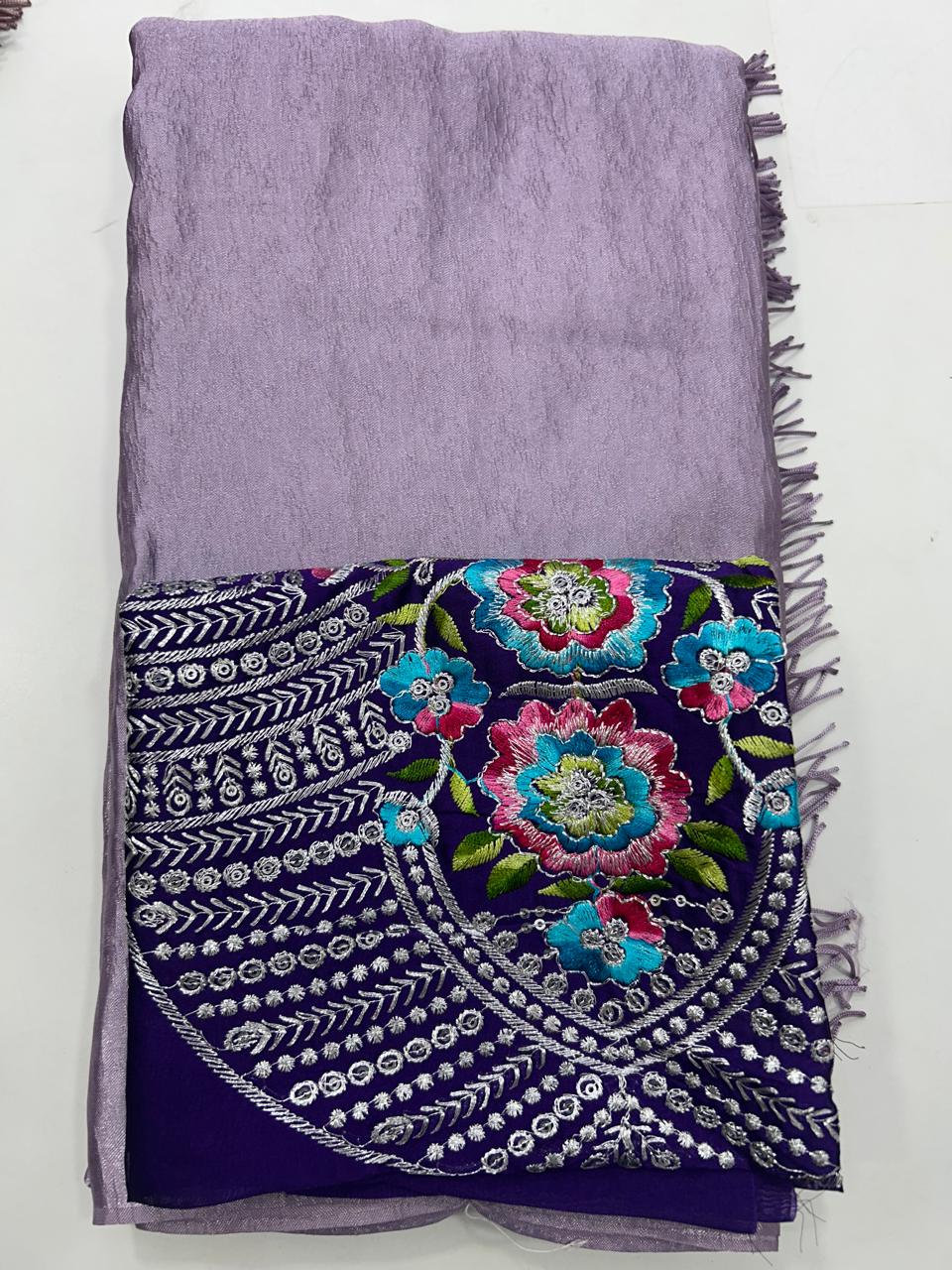 Fancy Crushed Satin Saree (2722)