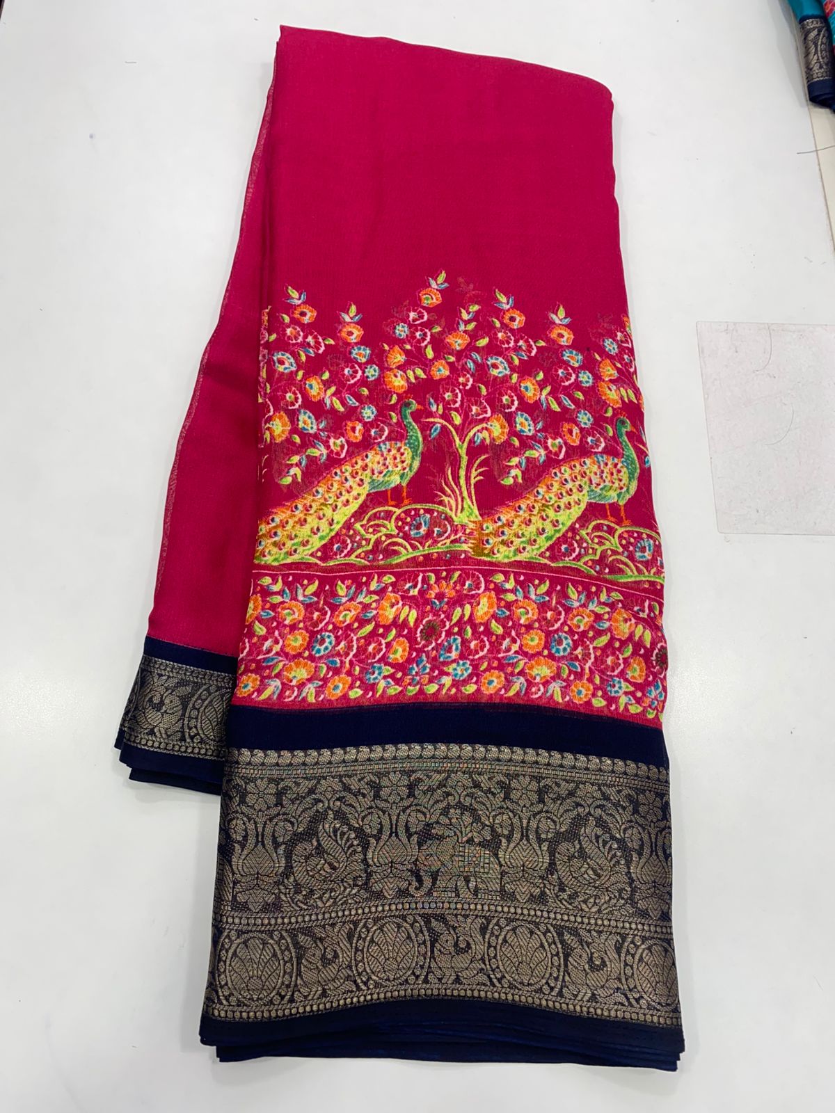 Fancy Pashmeena Print Saree (2737)