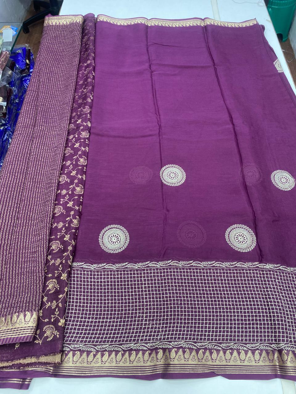 Soft Chinnon Grand Embroidered Saree (2724)